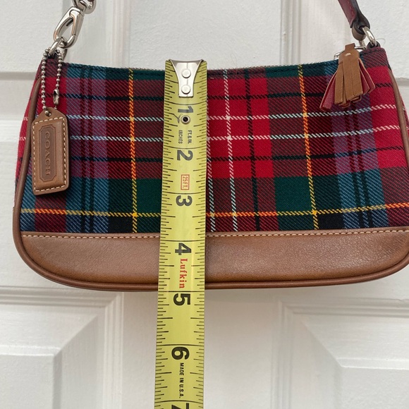 Coach Tartan Plaid Mini Shoulder Bag with Brown Leather Trim - Picture 5 of 9